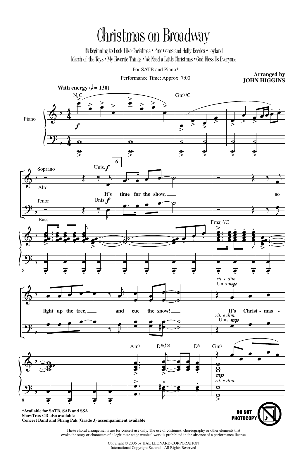 Product gallery: Page 1 of 1 Christmas On Broadway (Medley), John Higgins