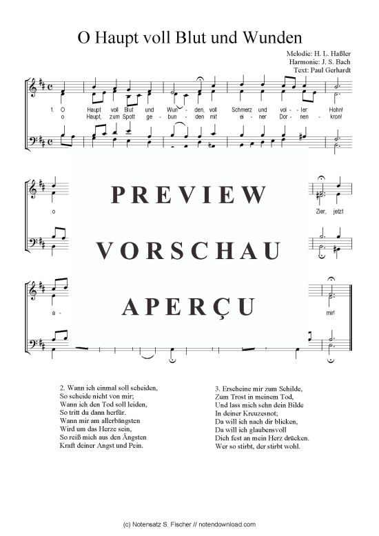 Product picture to: O Haupt voll Blut und Wunden Melodie: H. L. Haßler Harmonie: J. S. Bach / Paul Gerhardt
