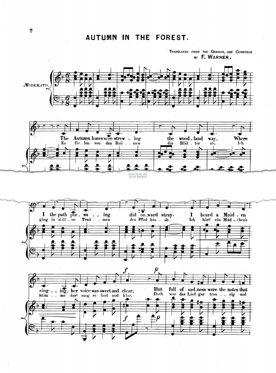 Produktgalerie: Seite 1 von 1 Autumn In The Forest (Herbstlied), F. Warner, Gesang, Klavier