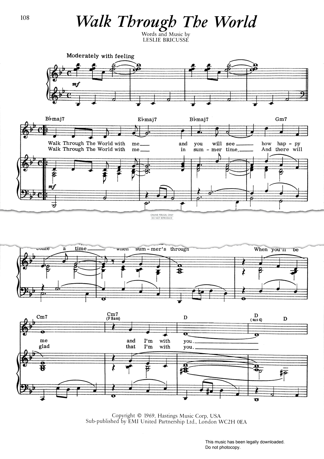 Product picture to: Walk Through The World (from 'Goodbye, Mr. Chips')