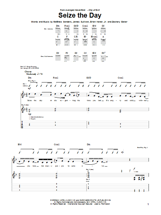 Produktgalerie: Seite 1 von 1 Seize The Day, Avenged Sevenfold, Gitarre