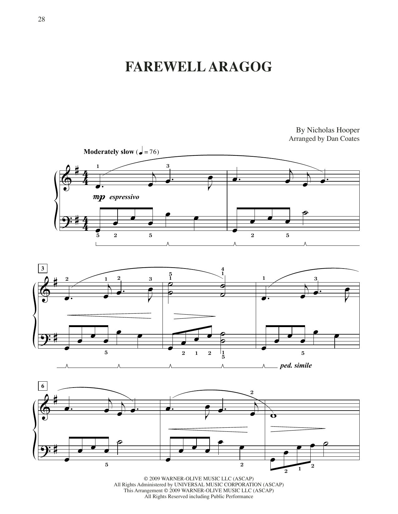 Product picture to: Farewell Aragog (from Harry Potter) (arr. Dan Coates)