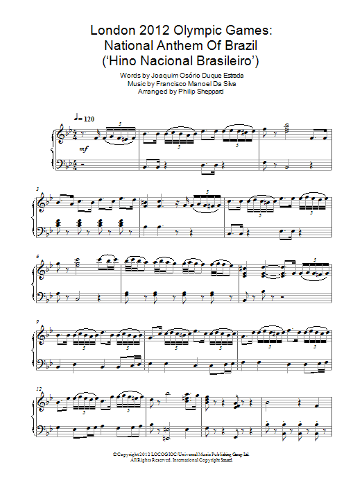 Product gallery: Page 1 of 1 London 2012 Olympic Games: National Anthem Of Brazil ('Hino Nacional Brasileiro'), Philip Sheppard
