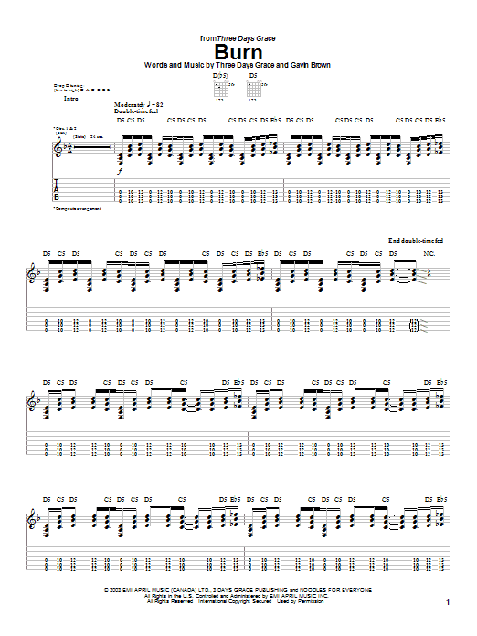 Produktgalerie: Seite 1 von 1 Burn, Three Days Grace, Gitarre
