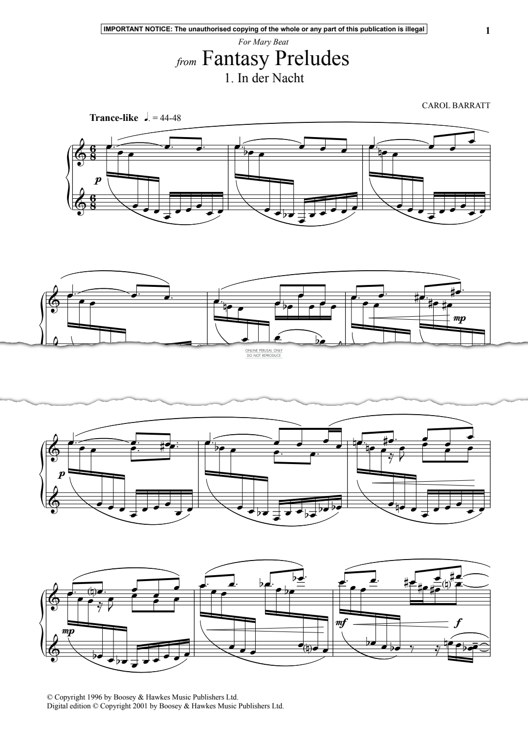 Produktgalerie: Seite 1 von 1 In der Nacht from Fantasy Preludes, Carol Barratt, Klavier