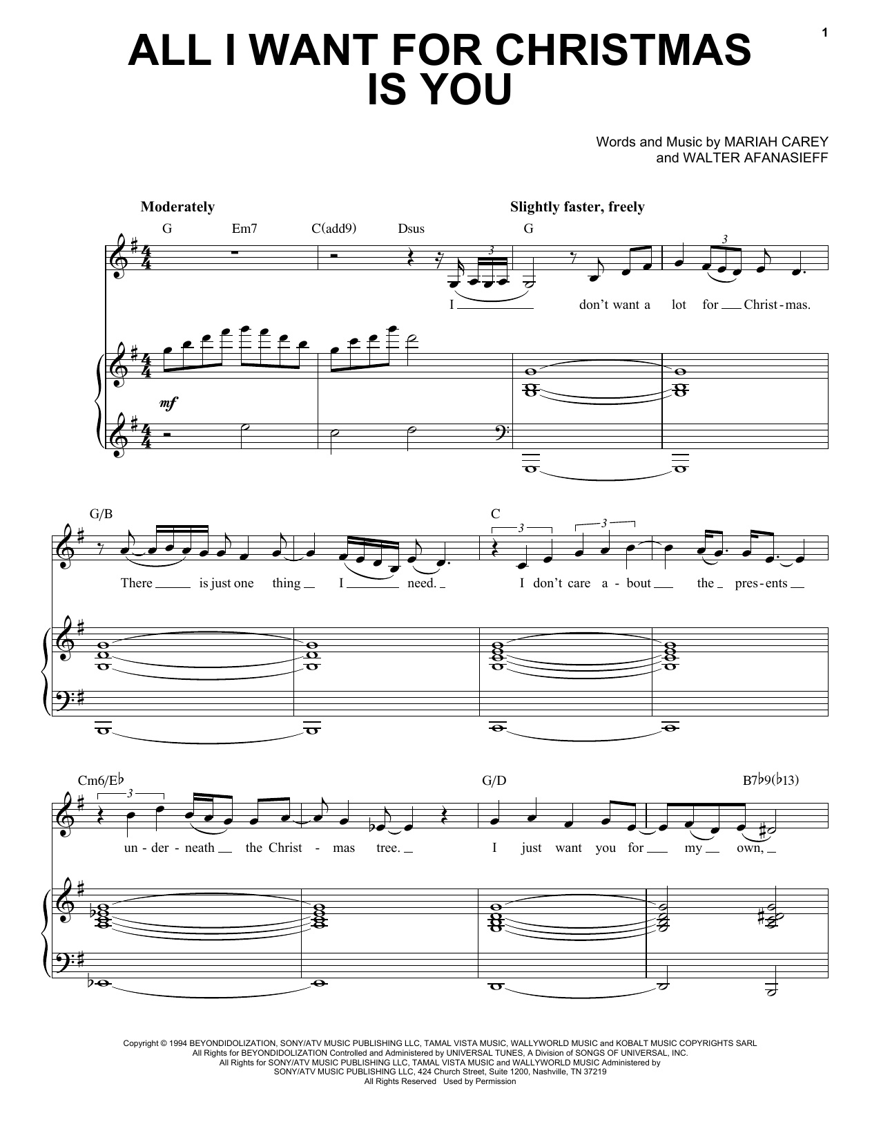 Produktgalerie: Seite 1 von 1 All I Want For Christmas Is You, Mariah Carey, Gesang, Klavier