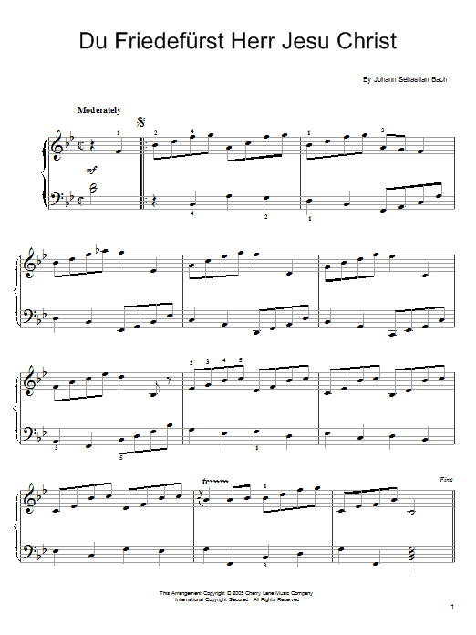 Produktgalerie: Seite 1 von 1 Du Friedefurst Herr Jesu Christ, Johann Sebastian Bach, Klavier