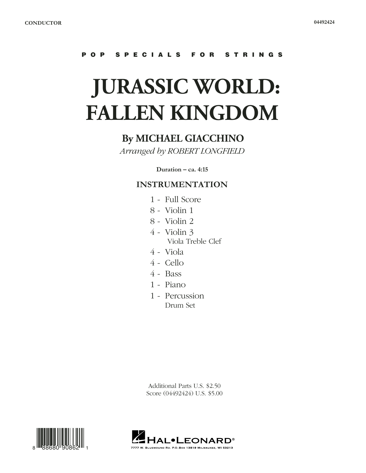 Product picture to: Jurassic World: Fallen Kingdom (arr. Robert Longfield) - Conductor Score (Full Score)