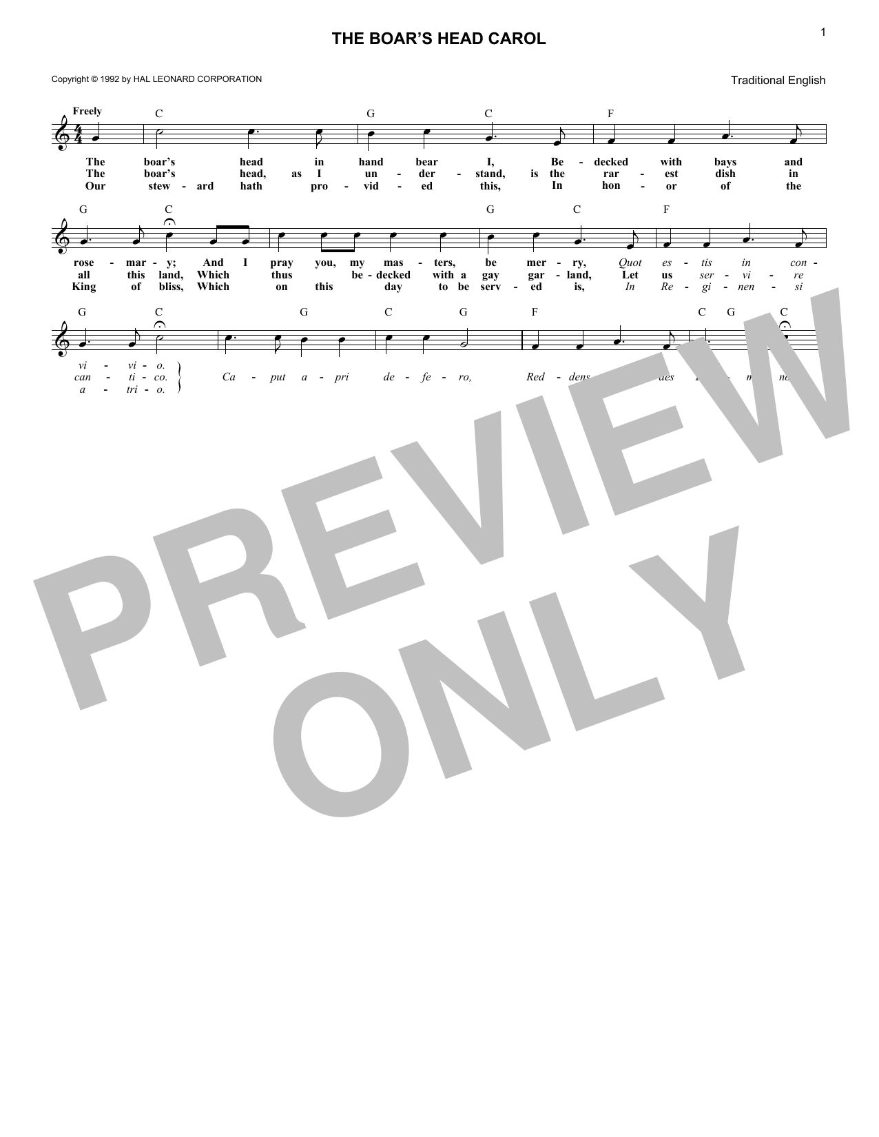 Product gallery: Page 1 of 1 The Boar's Head Carol, 19th Century English Carol