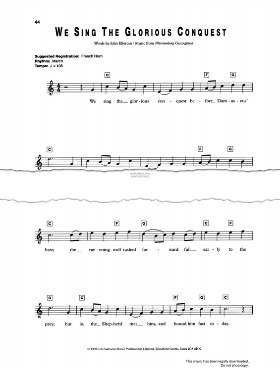 Produktgalerie: Seite 1 von 1 We Sing The Glorious Conquest, Traditional, Gesang, Keyboard