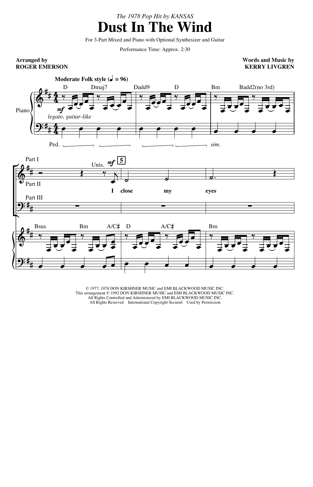 Product picture to: Dust In The Wind (arr. Roger Emerson)
