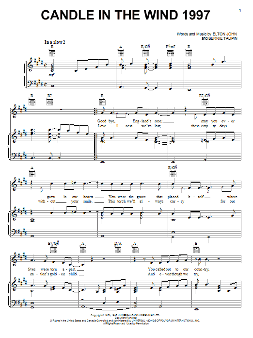 Produktgalerie: Seite 1 von 1 Candle In The Wind 1997, Elton John, Gesang, Gitarre, Klavier