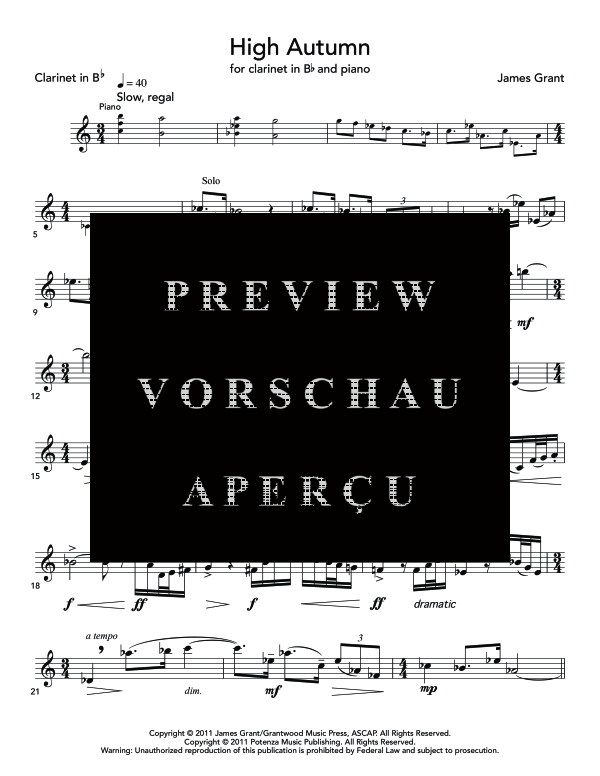 Product gallery: Page 11 of 11 High Autumn, , (clarinet in Bb and piano)