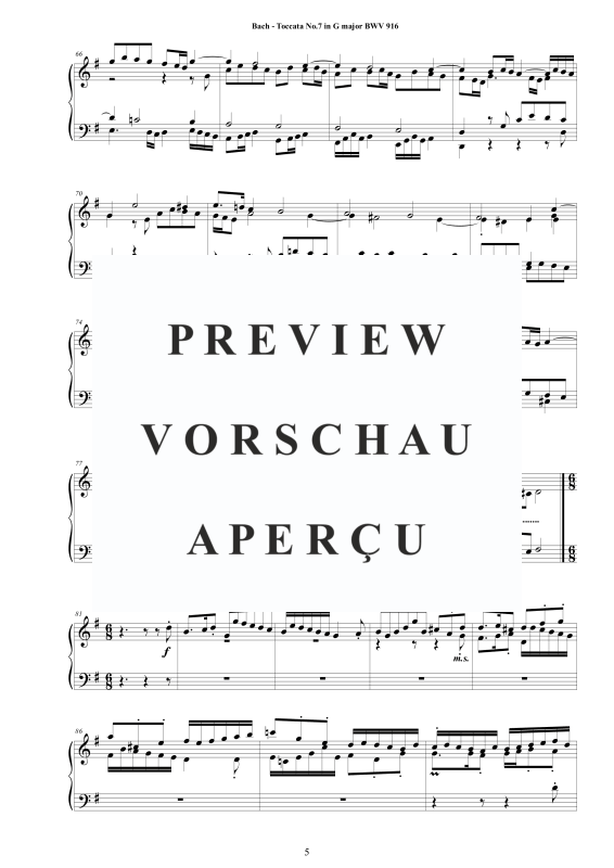Produktgalerie: Seite 6 von 11 Toccata Nr. 7 G-Dur BWV 916, , Cembalo/Klavier Solo