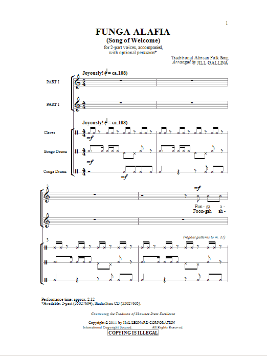 Produktbild zu: Funga Alafia (arr. Jill Gallina)