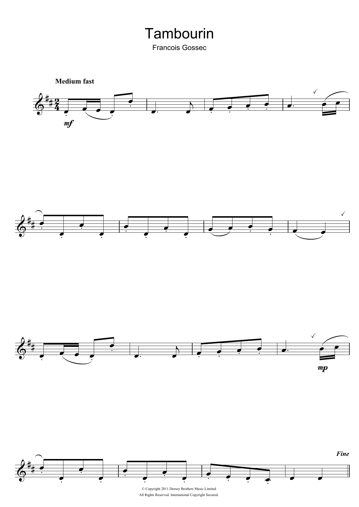 Product gallery: Page 1 of 1 Tambourin, Francois Gossec