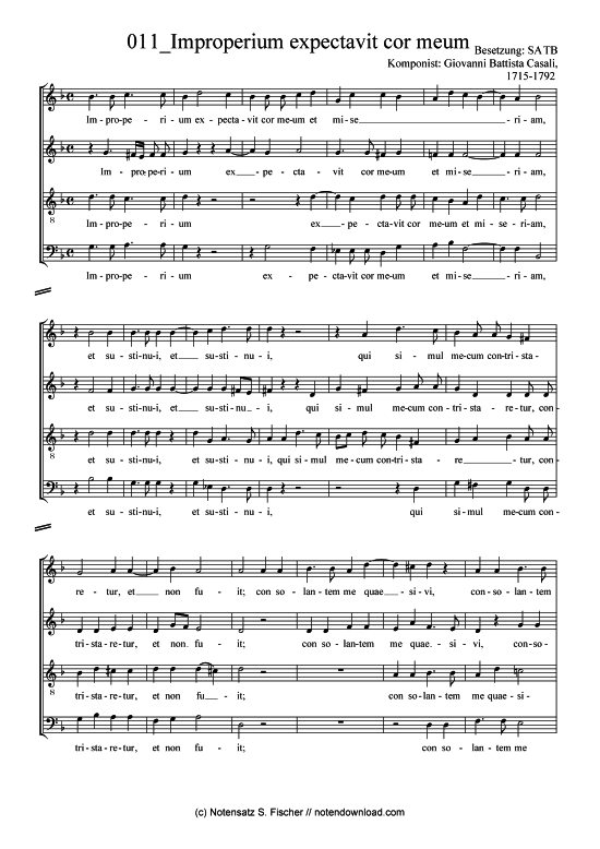 Product picture to: Improperium expectavit cor meum Giovanni Battista Casali, 1715-1792 