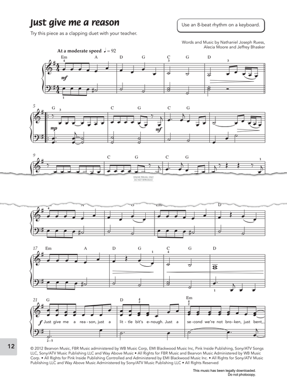 Produktgalerie: Seite 1 von 1 Just Give Me A Reason, Pink, Klavier
