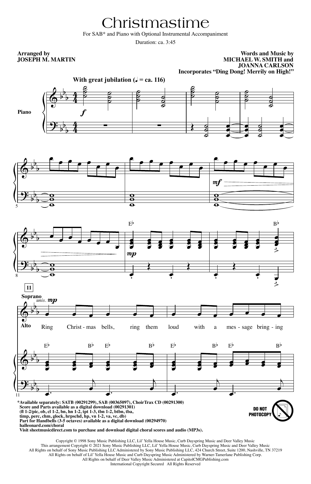 Product picture to: Christmastime (arr. Joseph M. Martin)