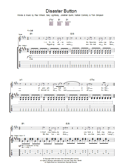 Produktgalerie: Seite 1 von 1 Disaster Button, Snow Patrol, Gitarre