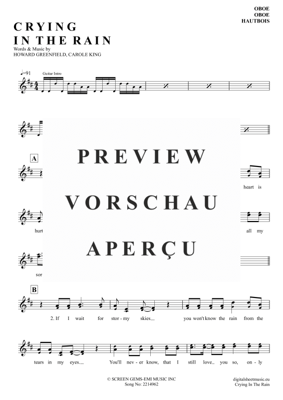 Produktgalerie: Seite 2 von 4 Crying In The Rain, A-Ha, (Oboe)
