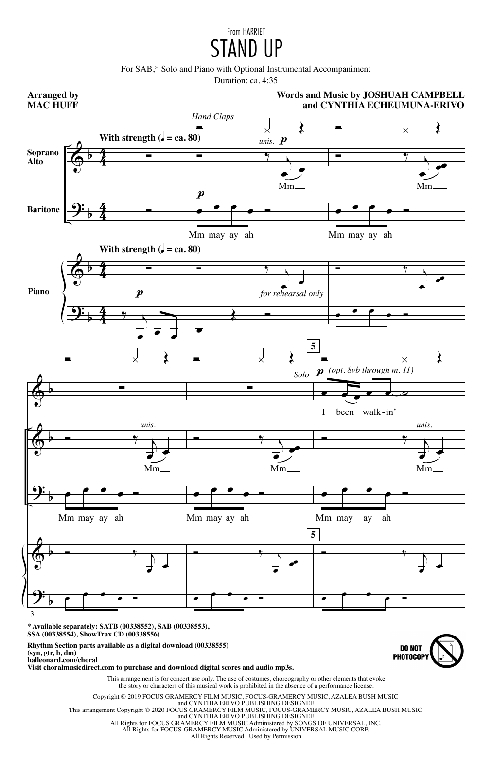 Product picture to: Stand Up (from Harriet) (arr. Mac Huff)