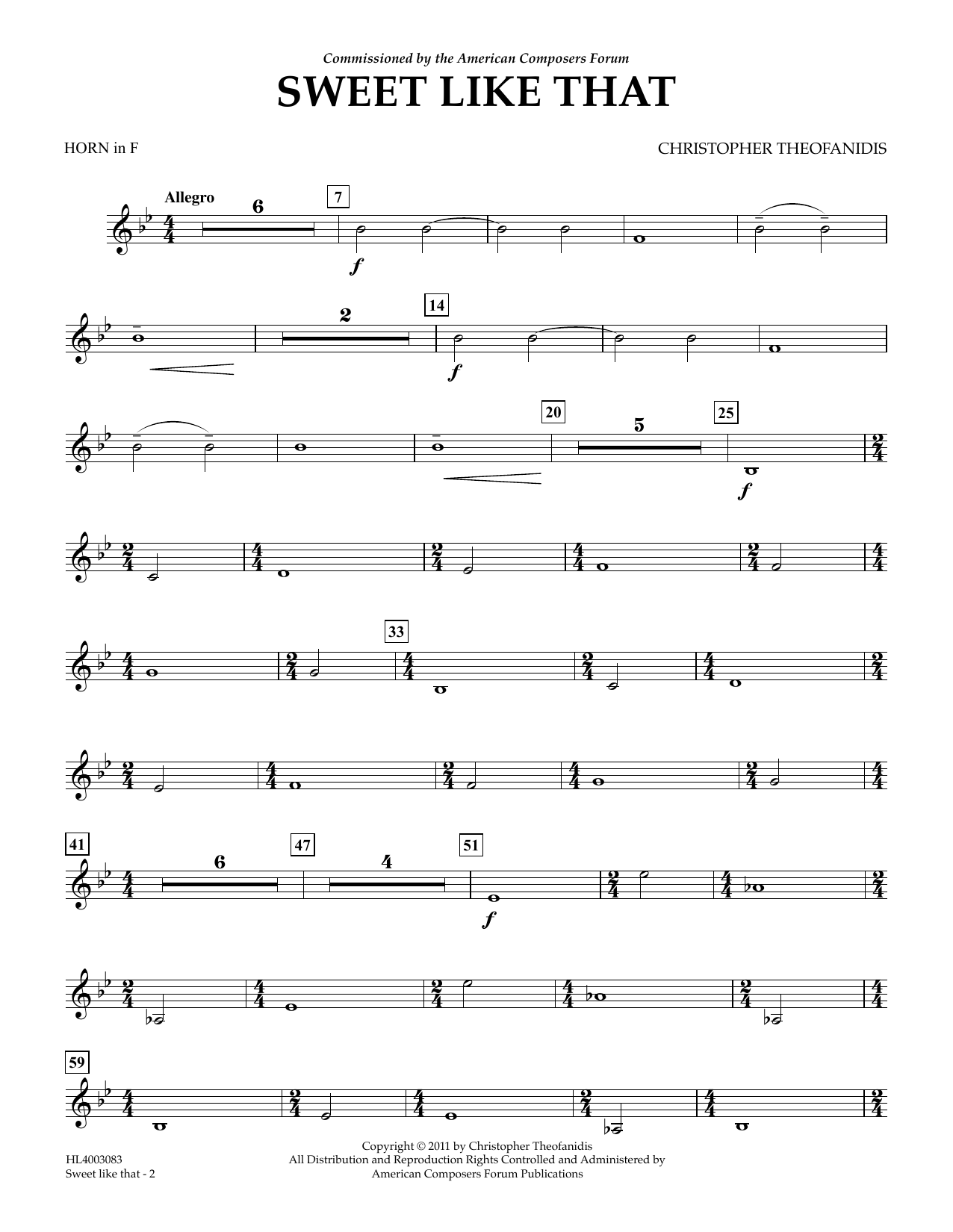 Produktgalerie: Seite 1 von 1 Sweet like that - Horn in F, Christopher Theofanidis, Ensemble