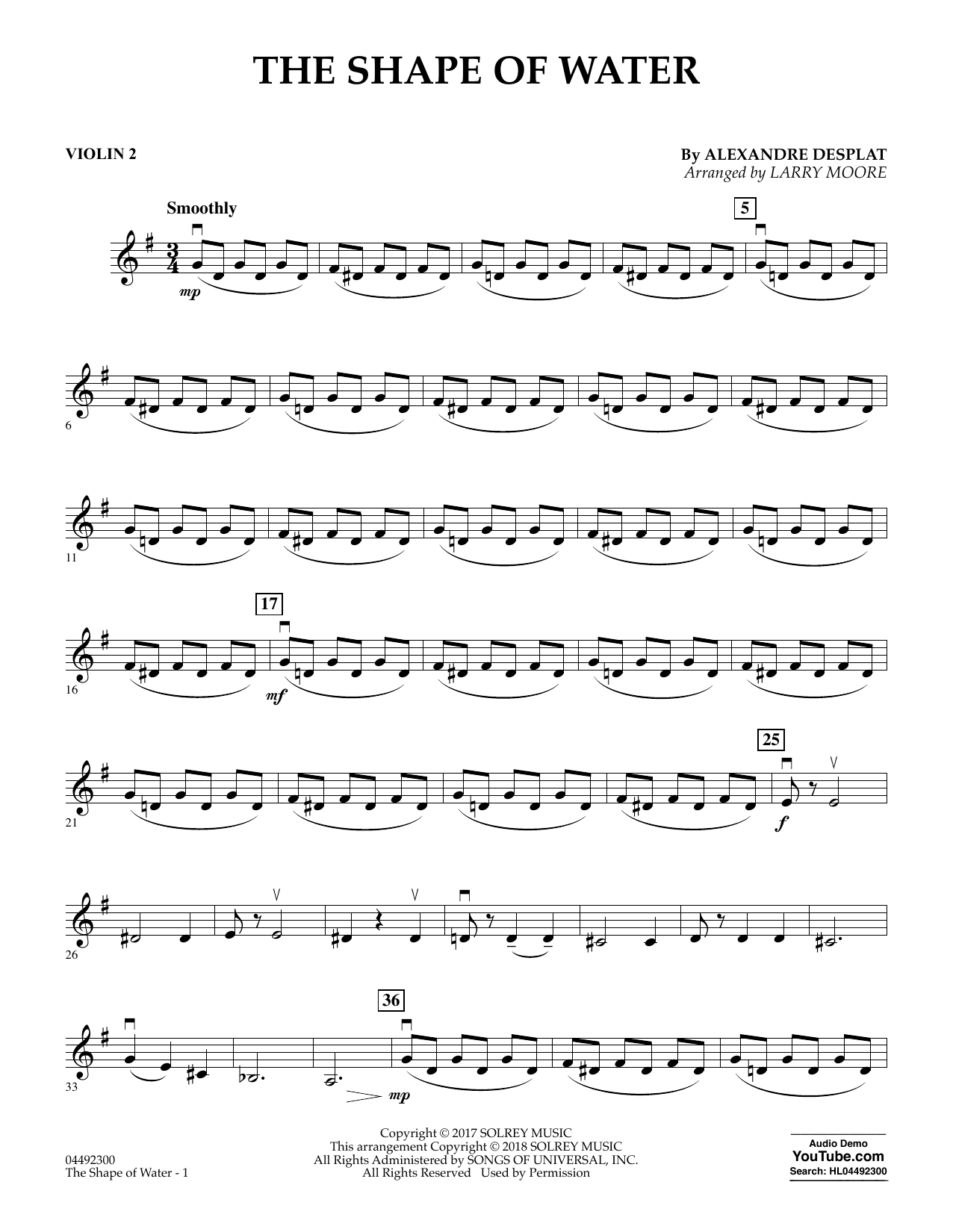 Produktbild zu: The Shape of Water (arr. Larry Moore) - Violin 2
