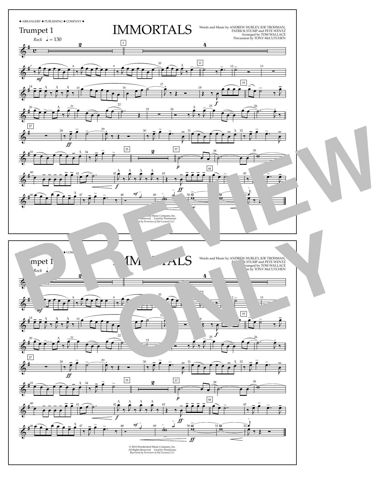 Produktbild zu: Immortals (from Big Hero 6) (arr. Tom Wallace) - Trumpet 1