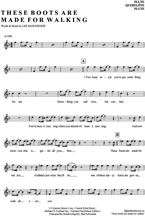 Product gallery: Page 1 of 4 These boots are made for walking , Sinatra, Nancy, (transverse flute)