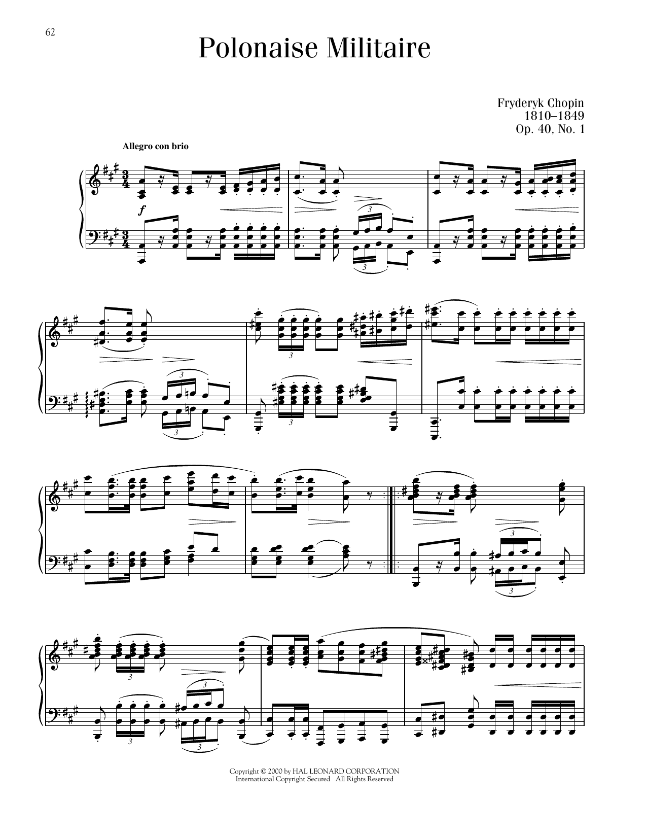 Product picture to: Polonaise In A Major "Military," Op. 40, No. 1