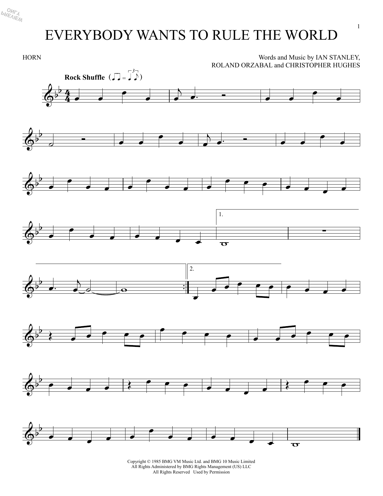 Produktgalerie: Seite 1 von 1 Everybody Wants To Rule The World, Tears For Fears, Horn