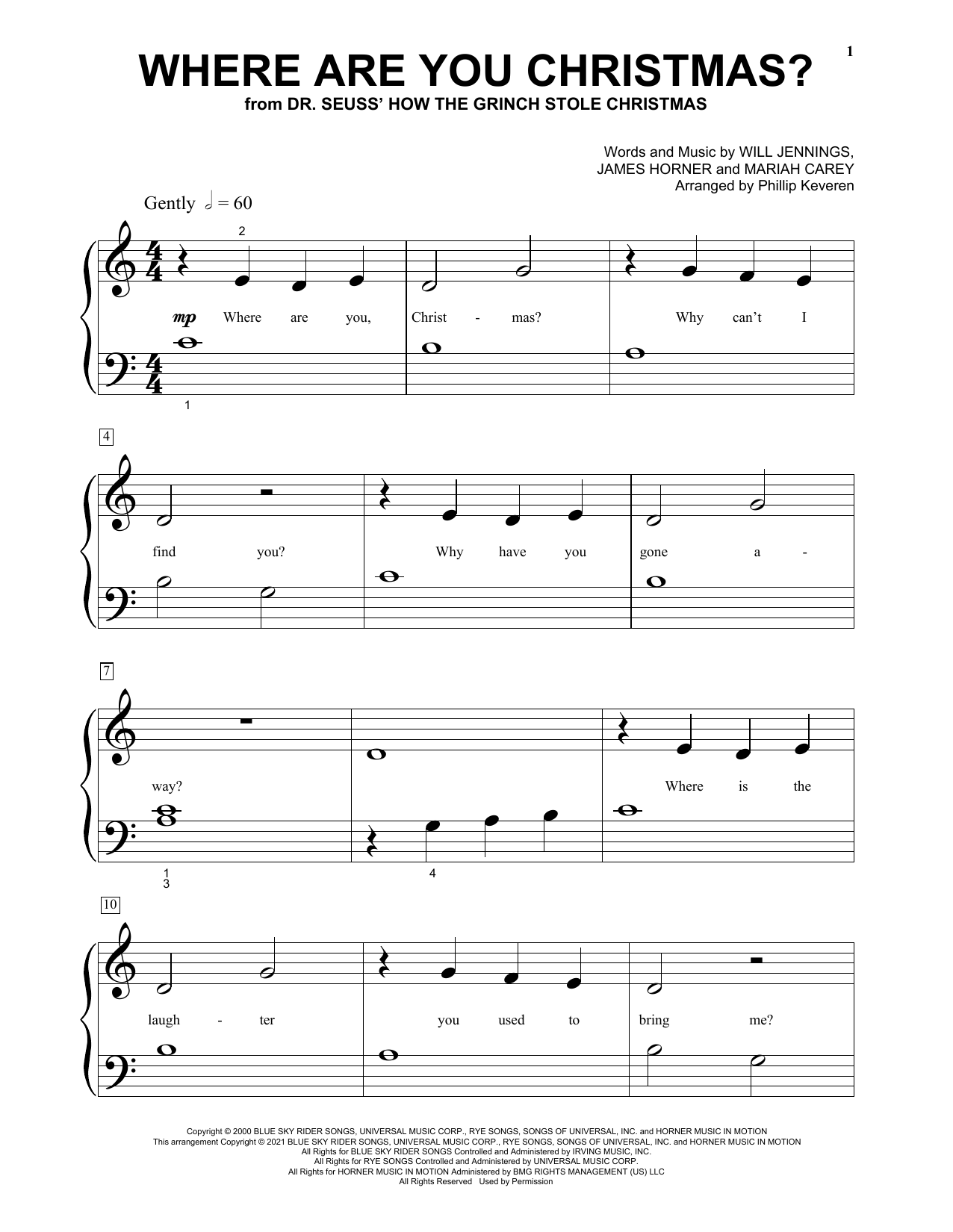 Produktgalerie: Seite 1 von 1 Where Are You Christmas? (from How The Grinch Stole Christmas) (arr. Phillip Keveren), Faith Hill, Klavier