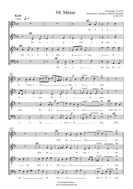 Produktbild zu: Messe Guiseppe Antonio Bernabei 1649-1732