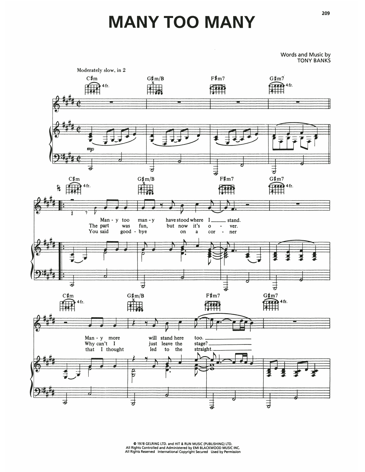 Produktgalerie: Seite 1 von 1 Many Too Many, Genesis, Gesang, Gitarre, Klavier