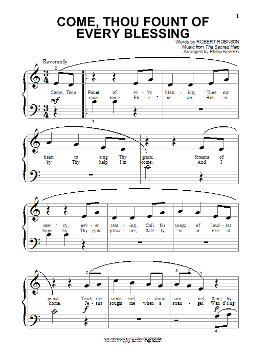 Produktgalerie: Seite 1 von 1 Come, Thou Fount of Every Blessing (arr. Phillip Keveren), Robert Robinson, Klavier