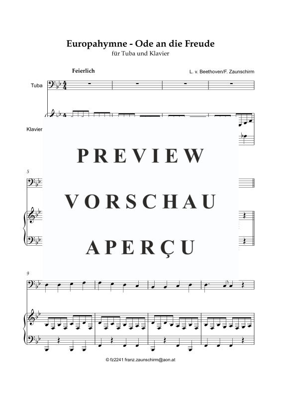 Product gallery: Page 2 of 10 Europahymne - Ode an die Freude, , Tuba and Piano