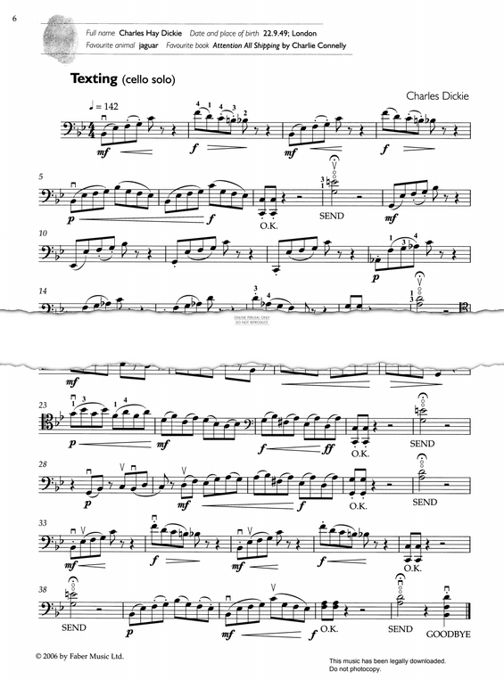 Produktgalerie: Seite 1 von 1 Texting, Charles Dickie, Violoncello