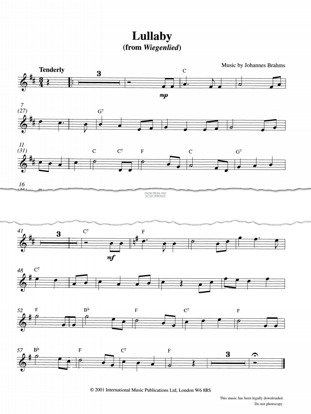 Product gallery: Page 1 of 1 Lullaby From 'Wiegenlied', Johannes Brahms