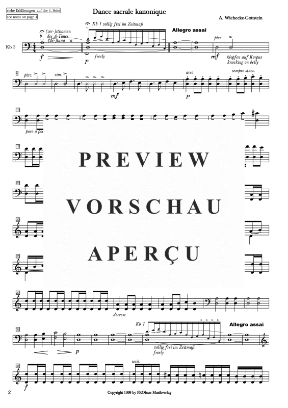 gallery: Dance sacrale kanonique, , Double Bass Quintet - Single Parts