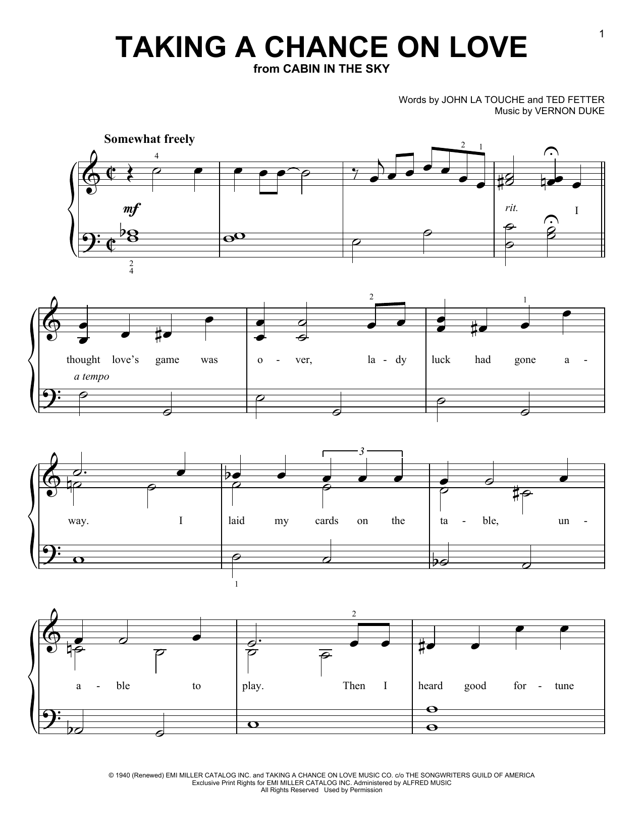 Produktgalerie: Seite 1 von 1 Taking A Chance On Love, Ted Fetter, Klavier