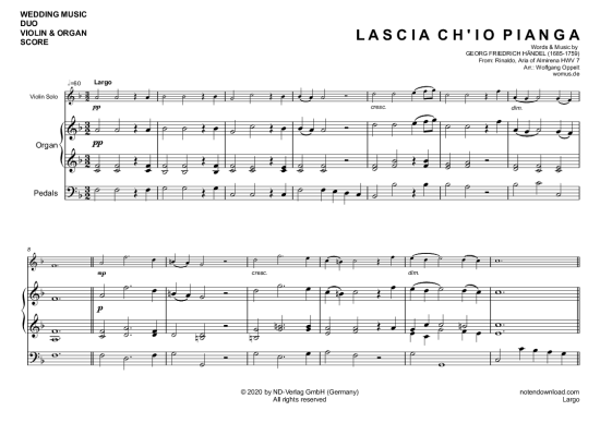 gallery: Largo (Rinaldo: Arie der Almirena) , ,  (Violine + Orgel)