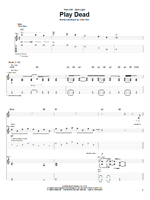 Produktgalerie: Seite 1 von 1 Play Dead, HIM, Gitarre