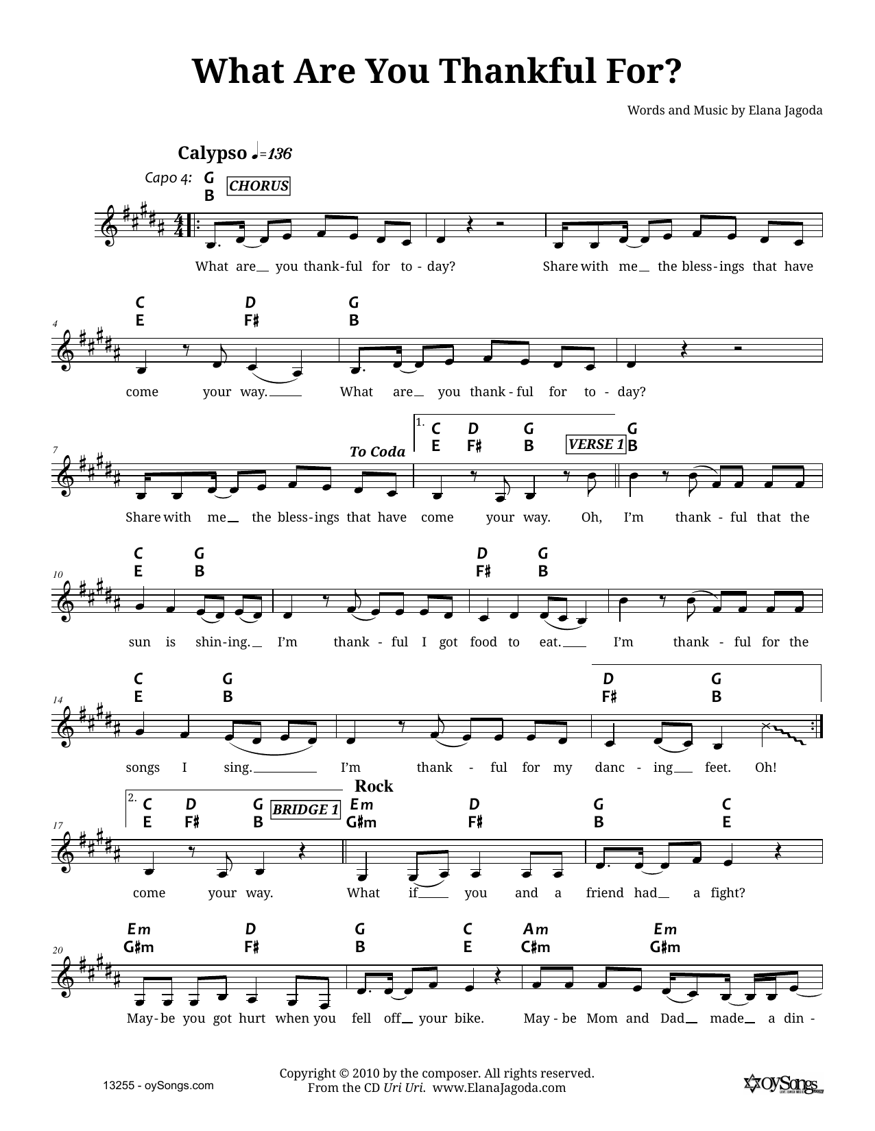 Produktgalerie: Seite 1 von 1 What Are You Thankful For?, Elana Jagoda, Melodieinstrument