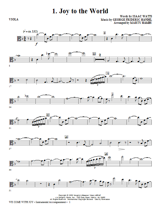 Product gallery: Page 1 of 1 We Come With Joy Orchestration - Viola, Marty Hamby