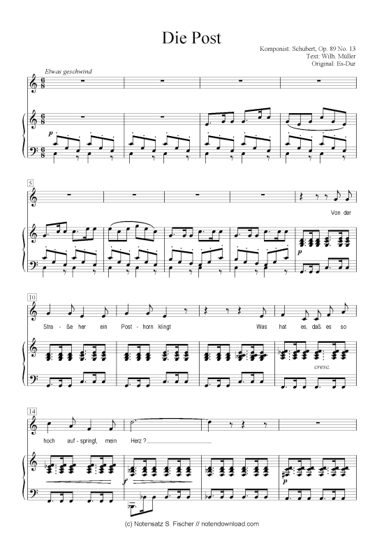 Product picture to: Die Post  Schubert, Op. 89 No. 13