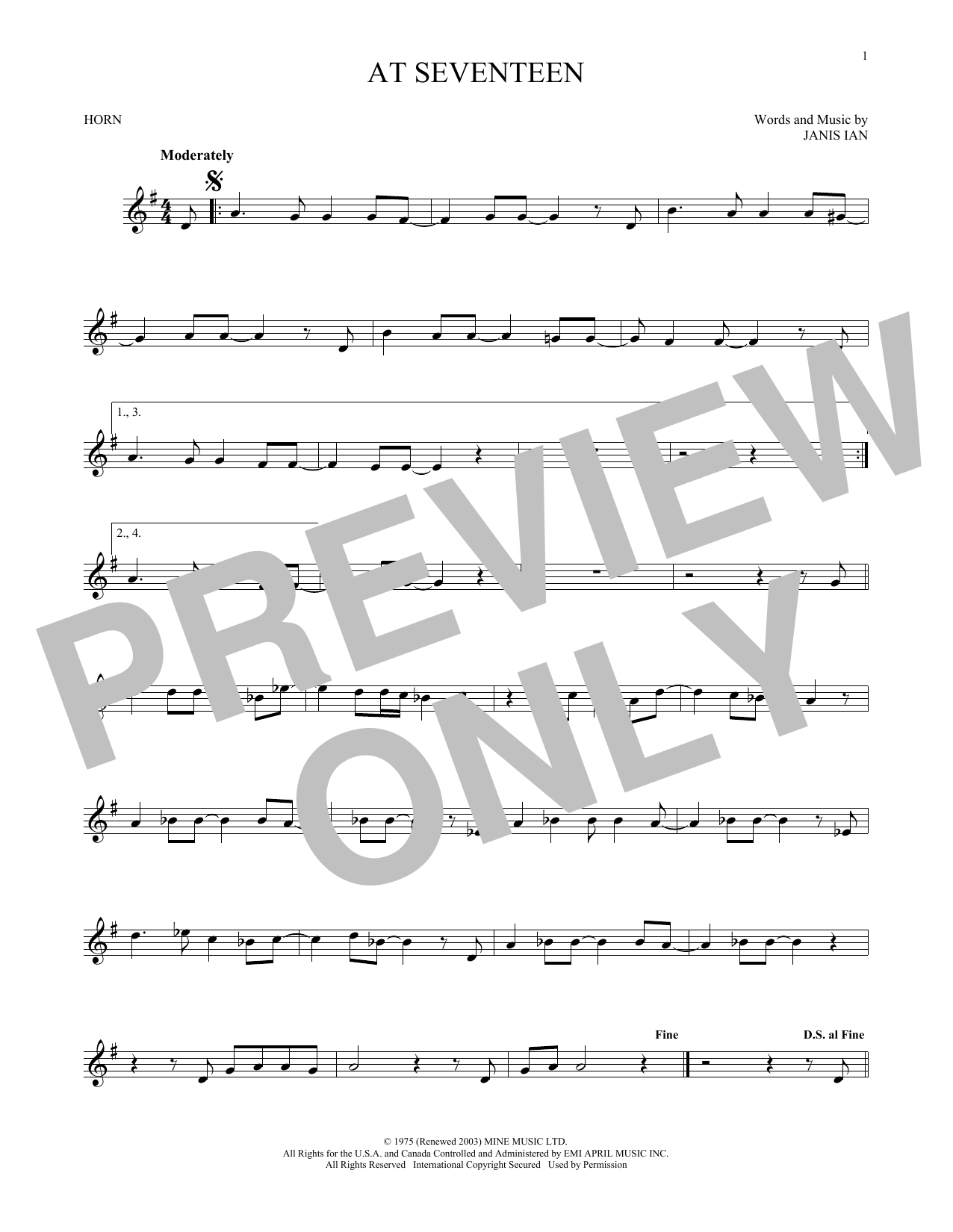 Produktgalerie: Seite 1 von 1 At Seventeen, Janis Ian, Horn