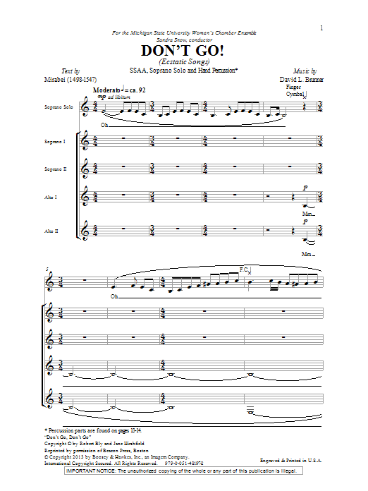 Produktgalerie: Seite 1 von 1 Don't Go, David Brunner, Chor