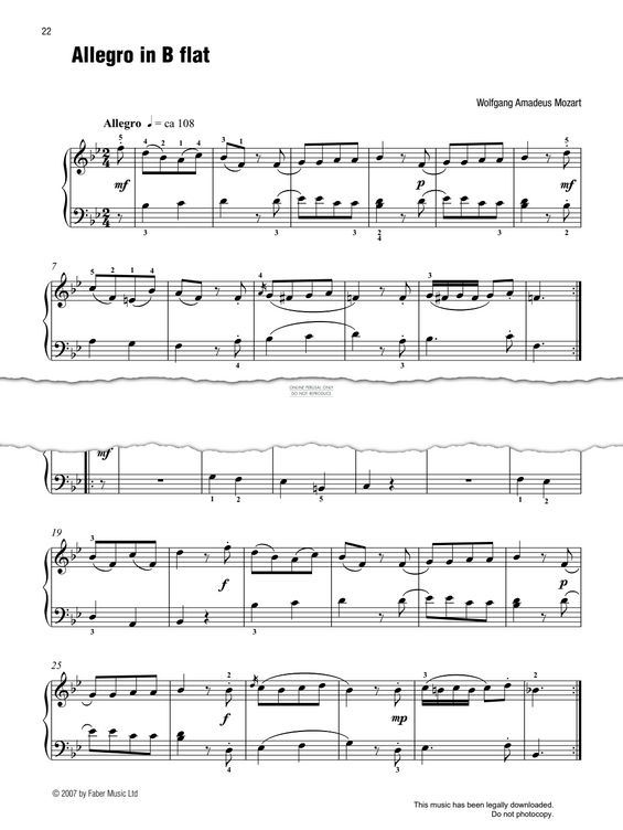 Produktgalerie: Seite 1 von 1 Allegro In B flat (Best of Grade 2 Piano), Wolfgang Amadeus Mozart, Klavier