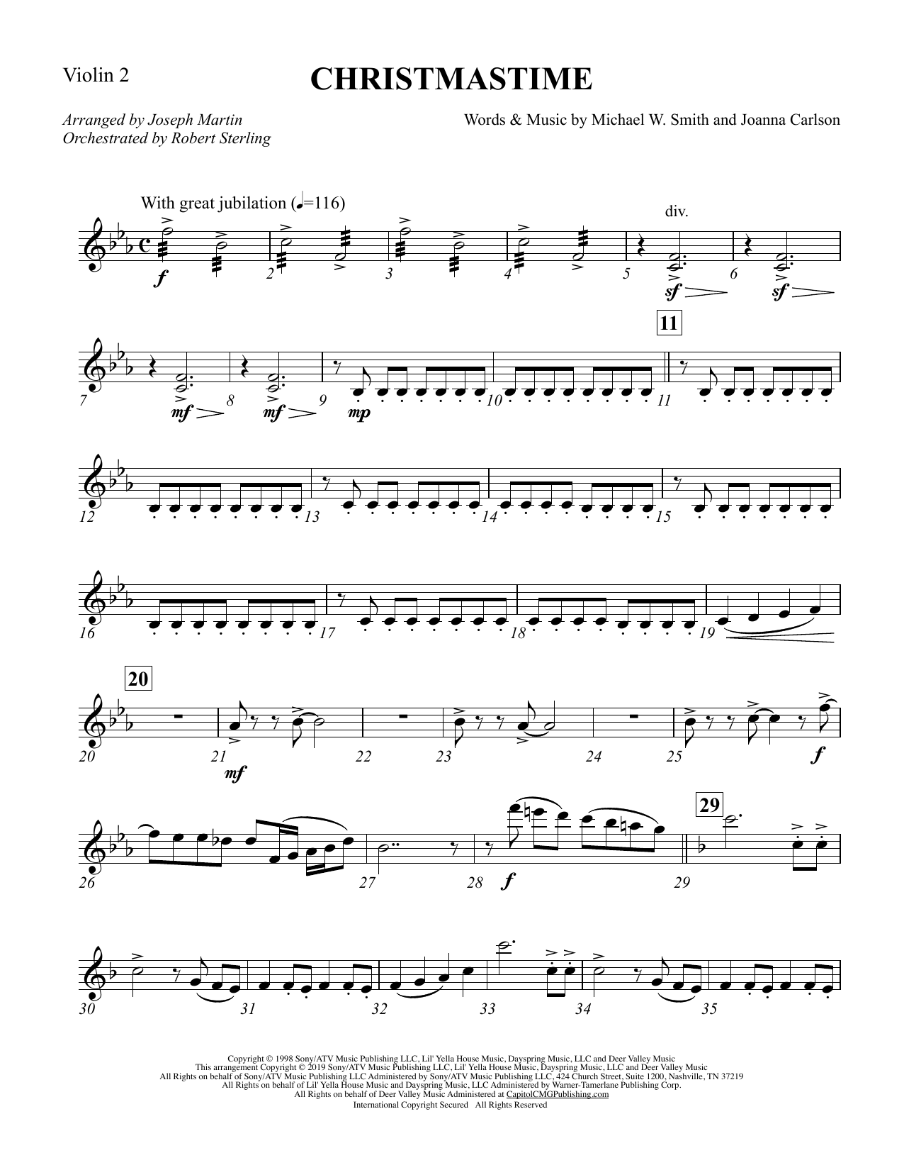 Product picture to: Christmastime (arr. Joseph M. Martin) - Violin 2